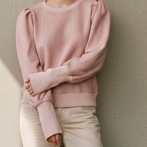 ME + EM Women Cotton Pink & White Ribbed Long Sleeve Sweater Top Sz UK 12 US 8